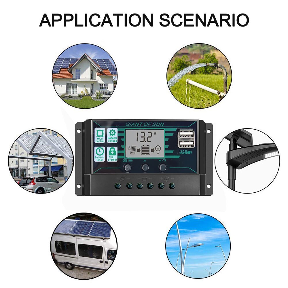 LCD Display DC12V/24V/48V PWM Controller PWM Solar Charge Outdoor Overpressure Regulator CE Regulato 10A-100A PWM Solar