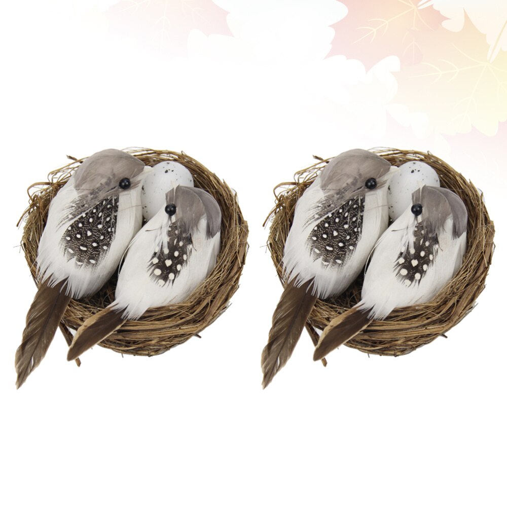 8 sztuk wielkanocna dekoracja domowa sztuczny ptak gniazdo ozdoba Model ptaka gniazdo robić jaj ptasich zestaw (2 sztuk gniazdo ptaka, 4 sztuk ptaki, 2 sztuk ptak np.