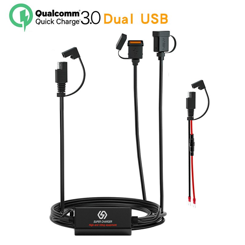 Cargador rápido SAE a USB para motocicleta, adaptador de desconexión de enchufe, resistente al agua, 36W, QC3.0, carga rápida 3,0, Chip inteligente incorporado