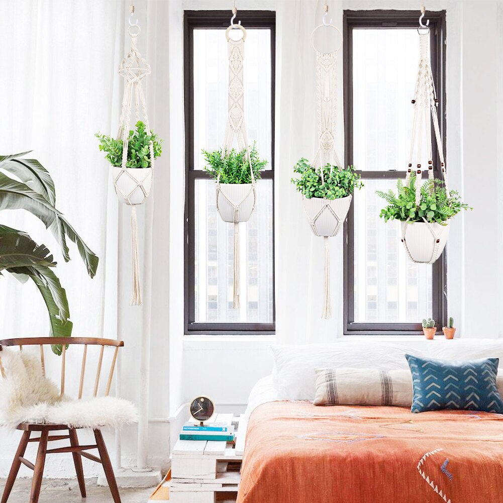 Colgador de macramé para colgar en la pared, macetas de jardín, macetas de flores, decoración de patio al aire libre