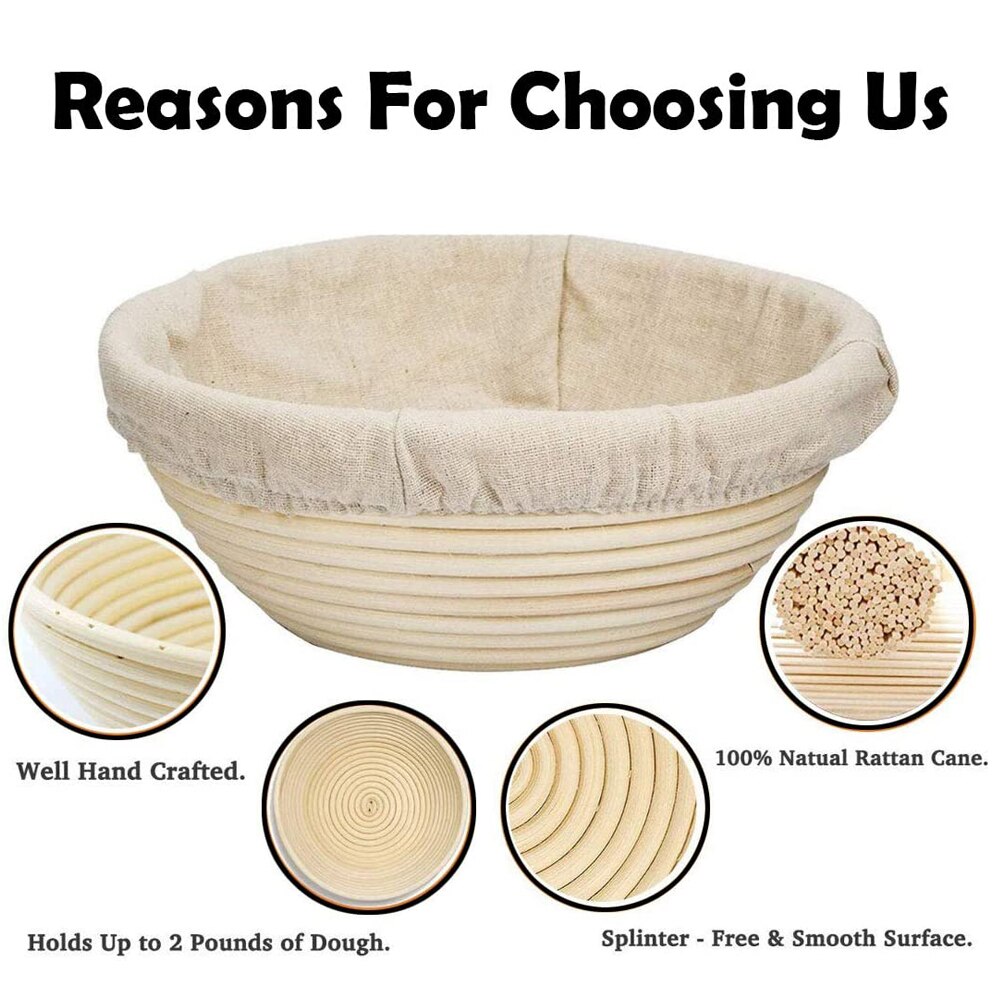 Cesta de pan de Banneton REDONDA/ovalada, canasta de mimbre Natural, canasta de fermentación de masa de pan, cesta de prueba, herramienta DIY