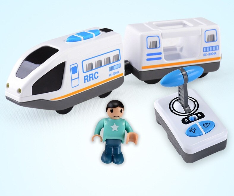 Remote Control Multiple Units CRH EMU Electric Train Toys truck Set Kid fit for brand wooden track suit children: White