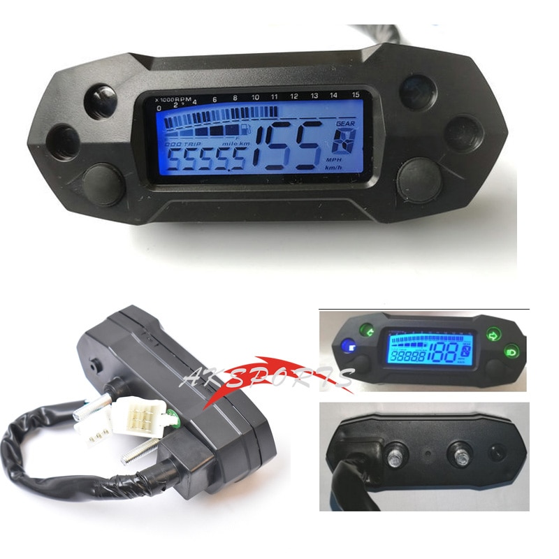 compteur de vitesse LCD moto odemètre numérique électrique modifié mini compteur de vitesse réglable 15x1000 tr/min odomètre
