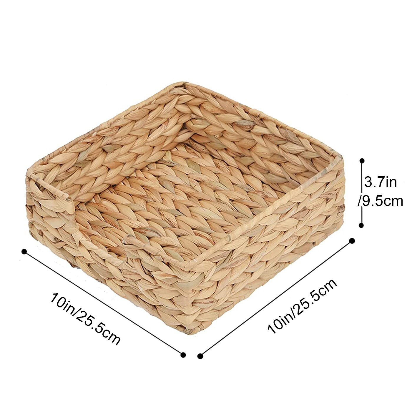 Bandeja de mimbre tejida a mano para baño, cestas para tanque de inodoro, bandeja de mimbre para cocina, hogar, oficina, almacenamiento de jacinto de agua: Square L