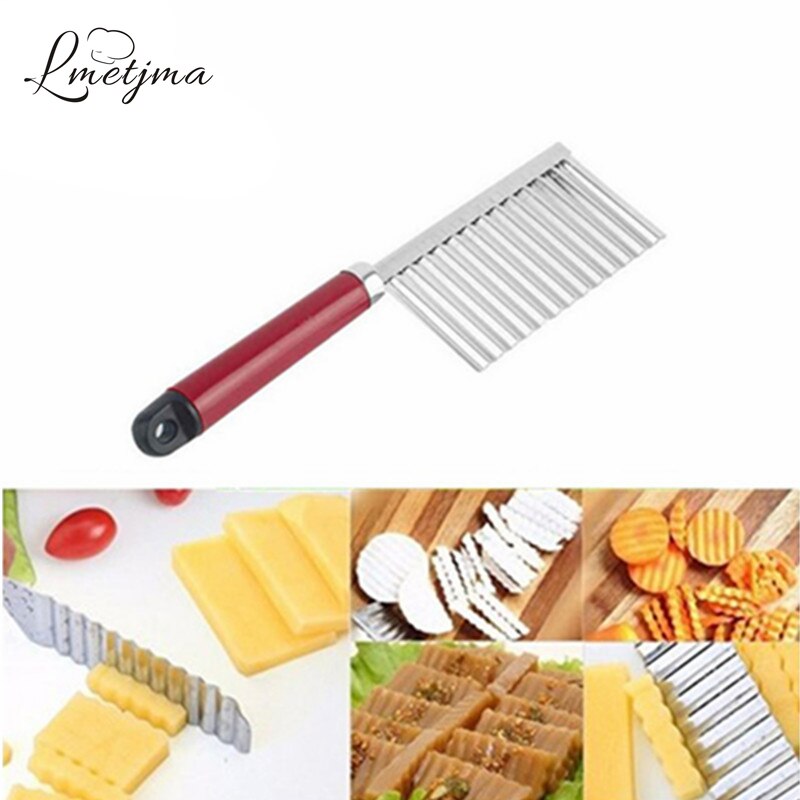 LMETJMA French Fry Cutters Potato Dough Waves Crinkle Cutter Slicer Potato Cutter Slicer Vegetable Carrot Chip Blade PY0047