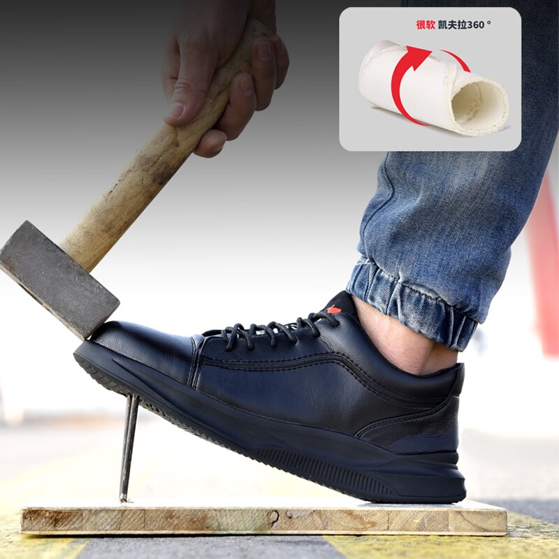 Lederen Veiligheidsschoenen Mannen Stalen Neus Schoenen Anti-Smash Anti-Lek Werkschoenen Waterdichte Mannen Schoenen Anti-brandwonden Industriële Schoenen