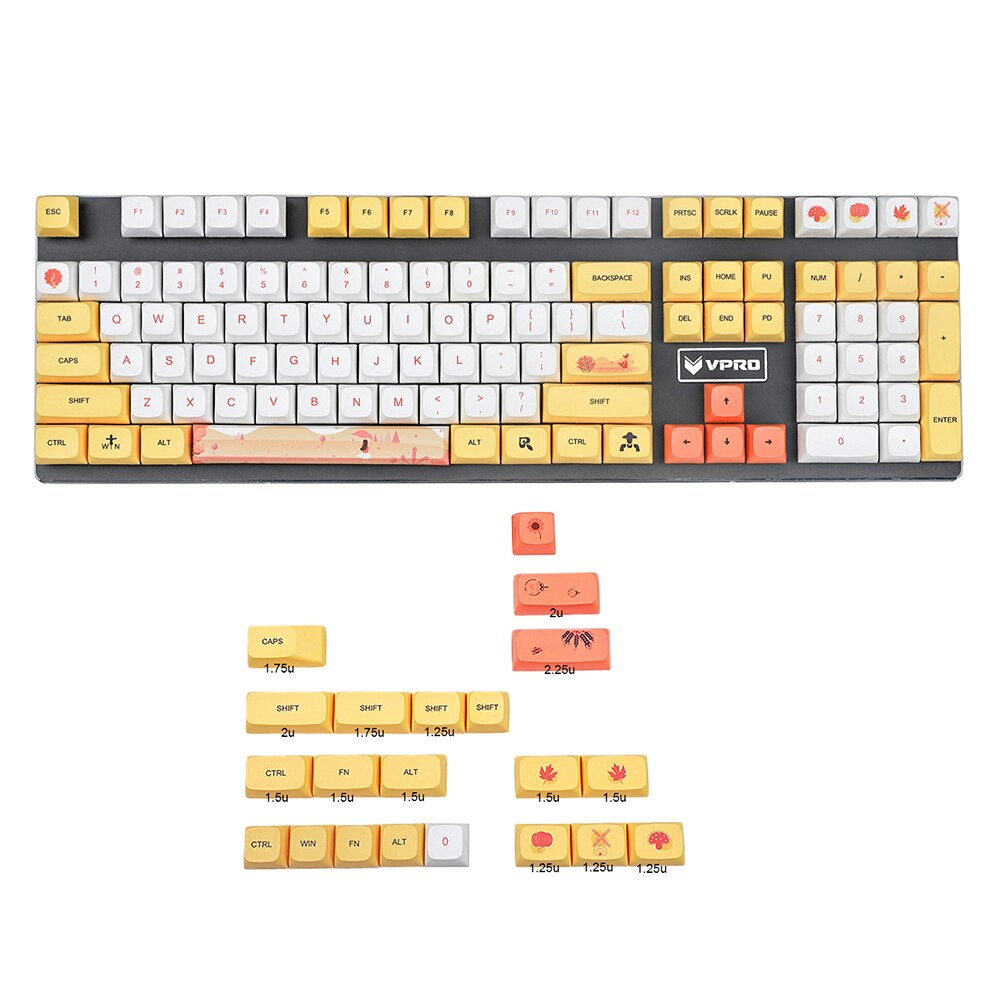 YMDK 129 Key Autumn Dye Sub ZDA Ball Shape PBT Keycap Similar to XDA For MX Keyboard 104 87 61 Melody 96 KBD75 ID80 GK64 SP84