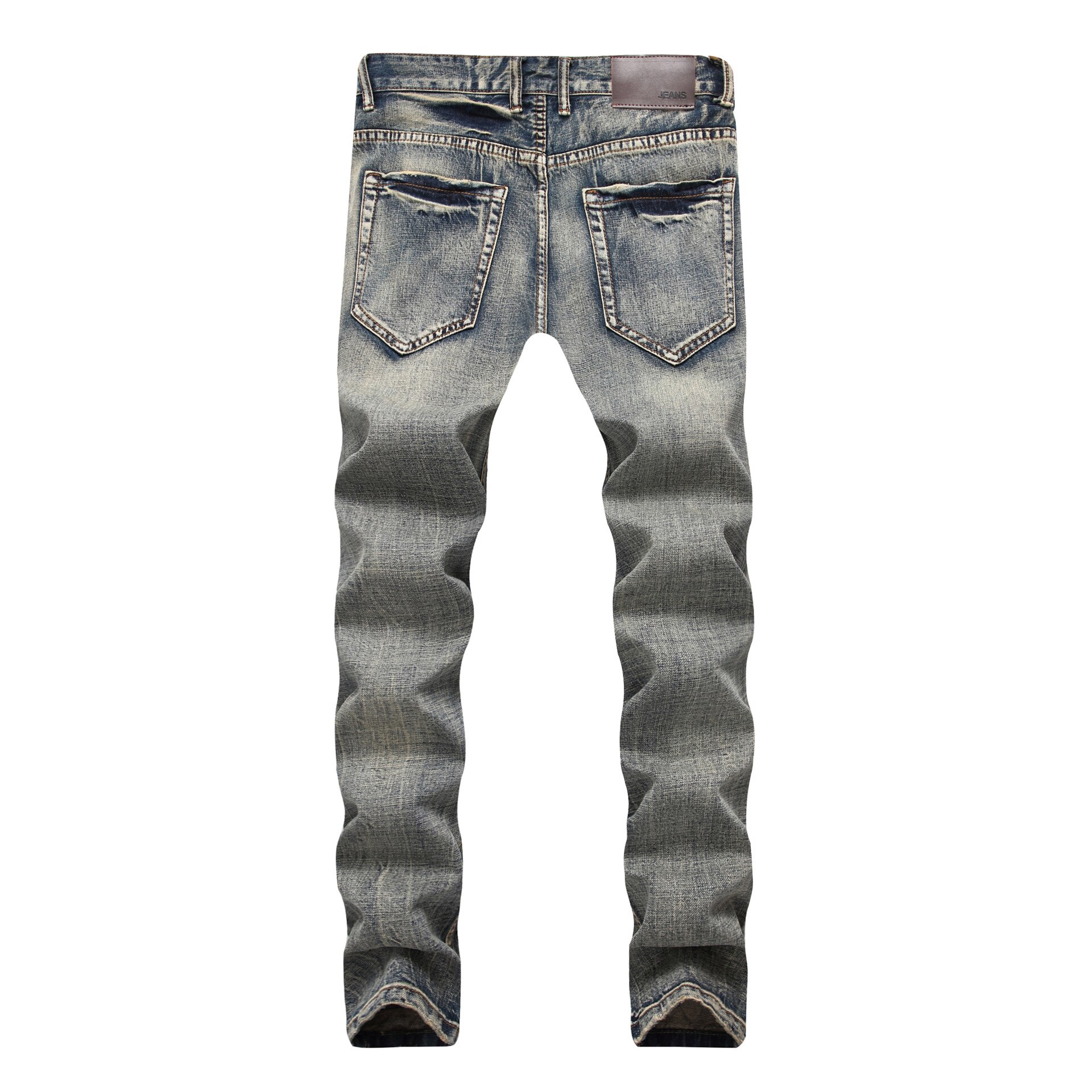 Nueva Pantalones vaqueros clásicos con agujeros para hombre, Vaqueros rasgados para motociclistas de calle alta, pantalones vaqueros rectos ajustados de Hip Hop para hombre, pantalones vaqueros Casuales