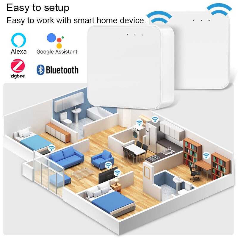 Tuya smart gateway zigbee wlan bluetooth multimode-gateway smart-home-bridge für die intelligente steuerung ihres zuhauses – kompatibel mit alexa und google home