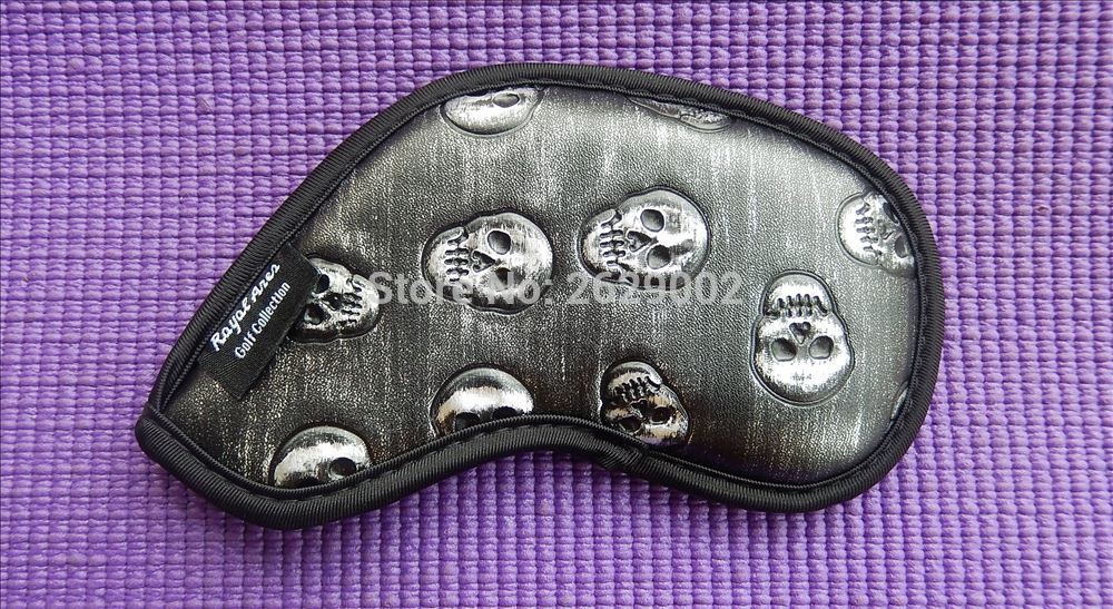 Skull brand Golf Irons Headcovers PU Leather Golf Iron Set Covers #4-9PAS/ set