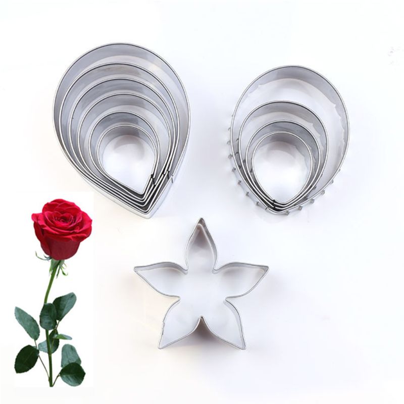 11pcs Gum Paste Flower Mold Austin Rose Petal Calyx Leaf Cutter Set Sugar Craft PXPC