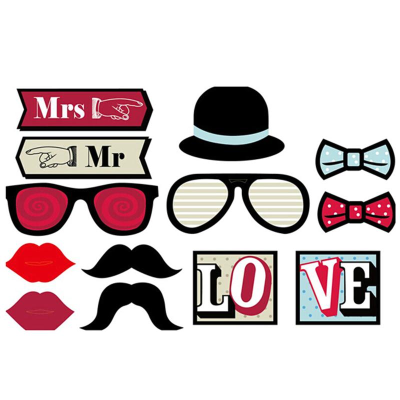13pcs DIY Funny Photobooth Photo Booth Props For Wedding Birthday Props Funny Glasses Mustache Birthday Photobooth