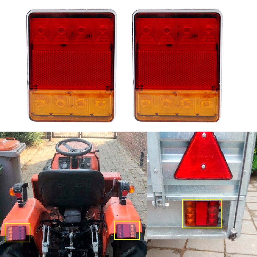 2x 12v trailer lastbil campingvogn 8 led baglygte baglygte blinklys bremse stoplygte nummerpladelys bag bakgear