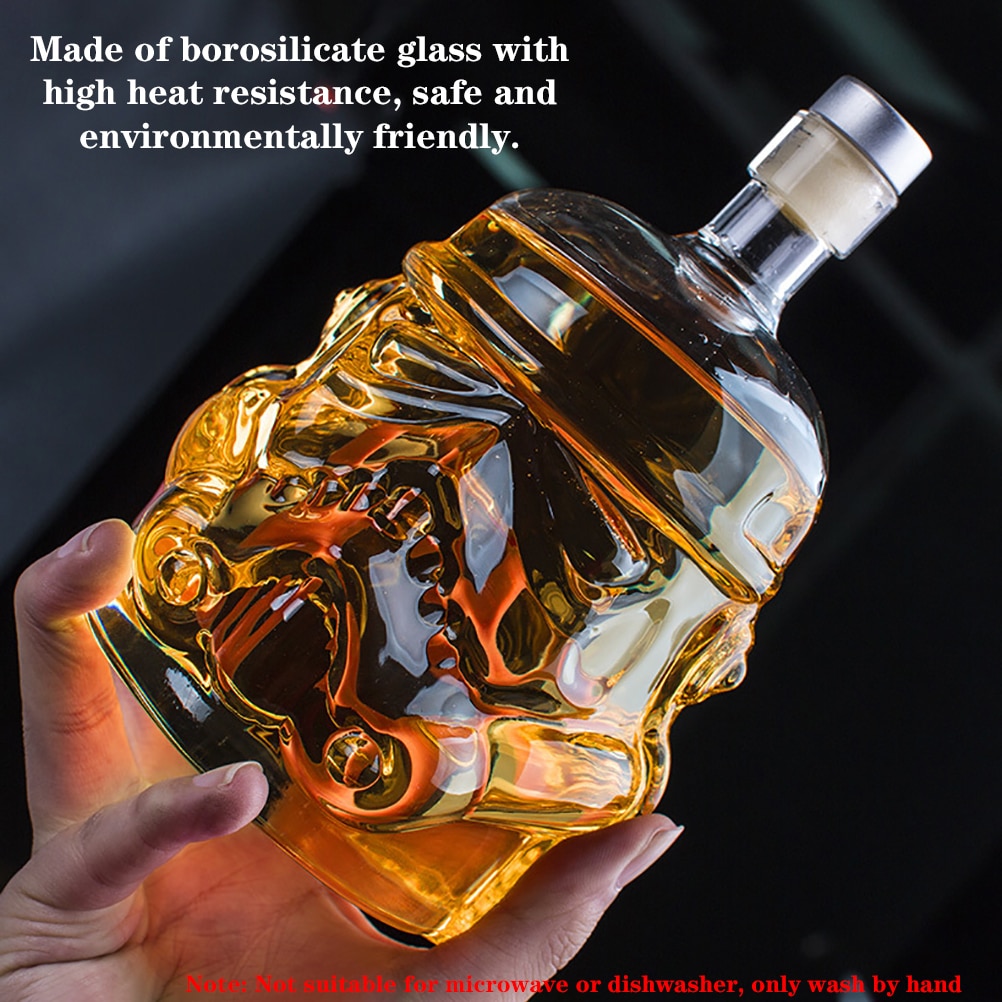 650ml/1000ml Glass Whiskey Bottle Skull Vodka Bottles Skull Head Bottle Gothic Wine Vodka Decanter With Stopper