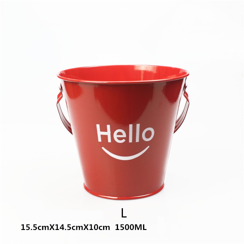 Secchiello per il ghiaccio patatine fritte secchiello piccolo caffetteria Bar Party creativo Mini secchiello per il ghiaccio patatine fritte barile ferro: Hello-Red-L