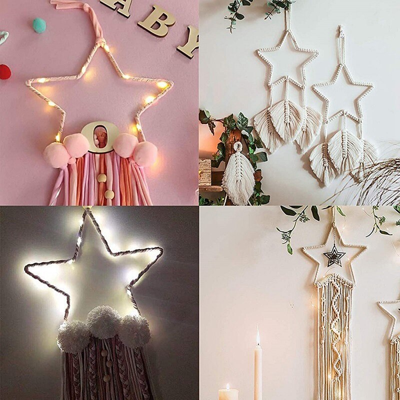 Metal Wire Wreath Frame Star-Shaped Garland Ring Hanging Wedding Christmas Decor
