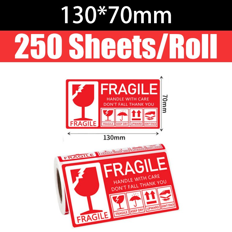 Étiquettes autocollantes anglais fragiles, 1000/500/250 pièces, articles à manipuler avec soin, avertissement, fournitures de bricolage: E 250PCS