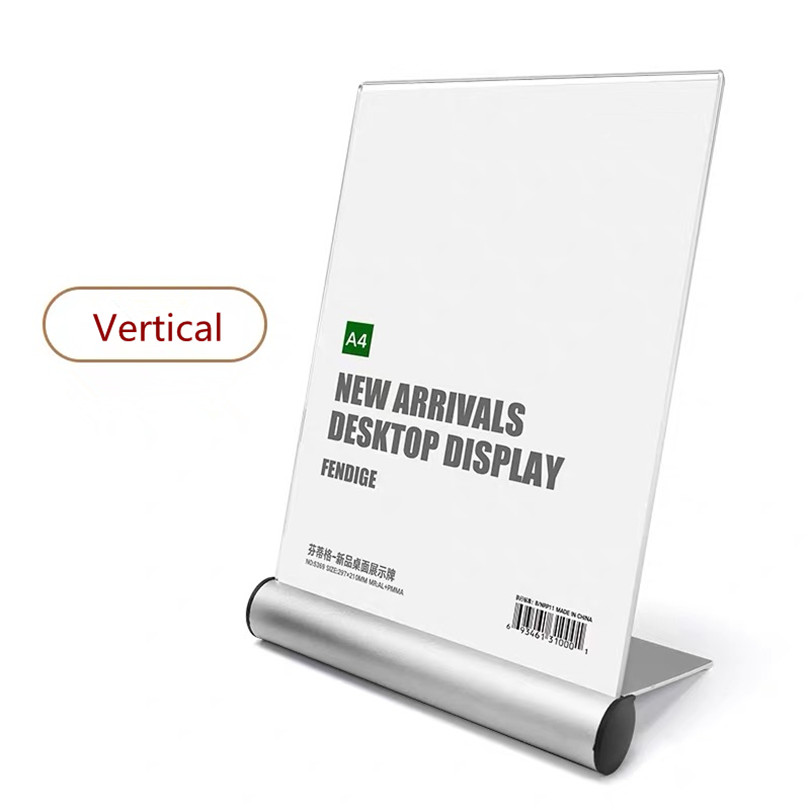 A6 Restaurant Table Tents and Sign Acrylic Menu HoldersClear sign holder with alumnum base Acrylic Picture Photo Frame