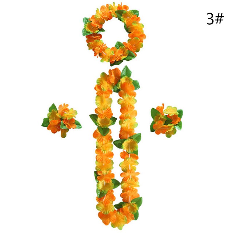 4 st/set konstgjorda maskeraddräkter hawaiiansk blomsterkransar kransar halsband fest hawaii strand roliga blommor gör-det-själv festdekoration: C