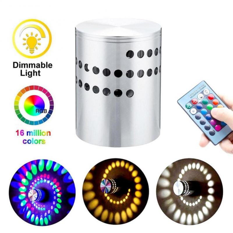 Rgb spiral skrog ledet vegg lyseffekt vegglampe med fjernkontroll fargerik til fest bar diskotek lobbyen ktv hjem dekorasjon