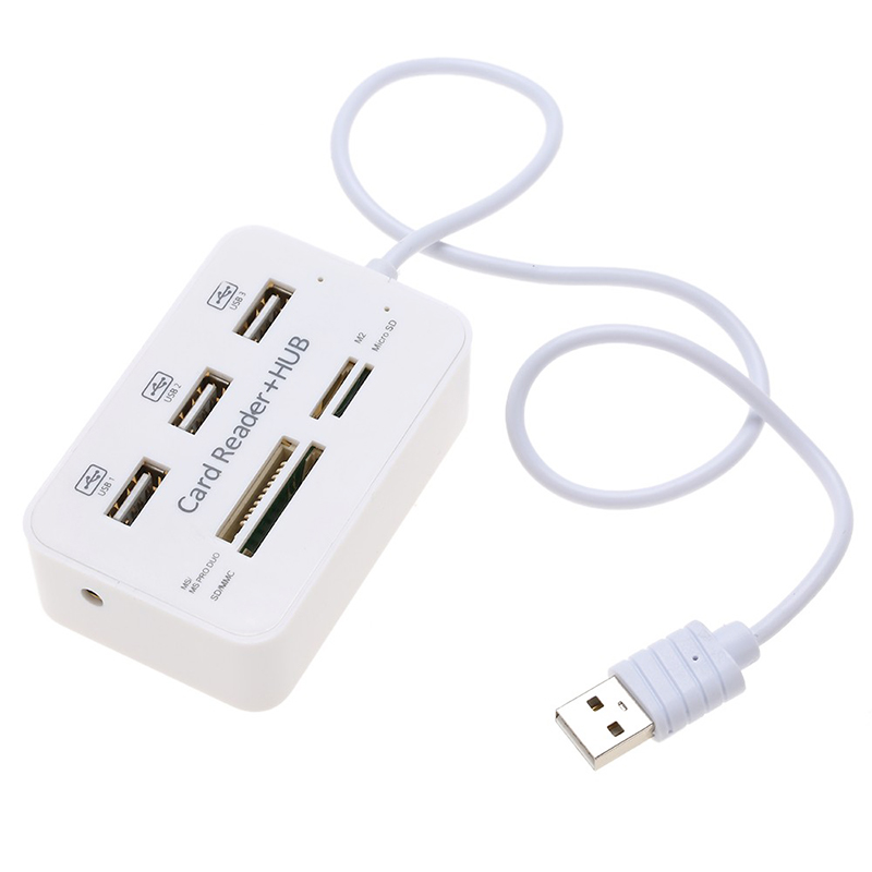 Twobro Micro USB Hub 2.0 Combo Card Reader All In One High Speed USB Splitter Adapter USB 2.0 Hub 3 Ports For PC Laptop Notebook