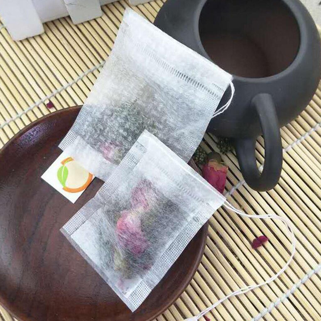 100 stk teposer filter engangs tomme duftende teposer med snøre te infuser medicinpose til urte løs te bolsas de te