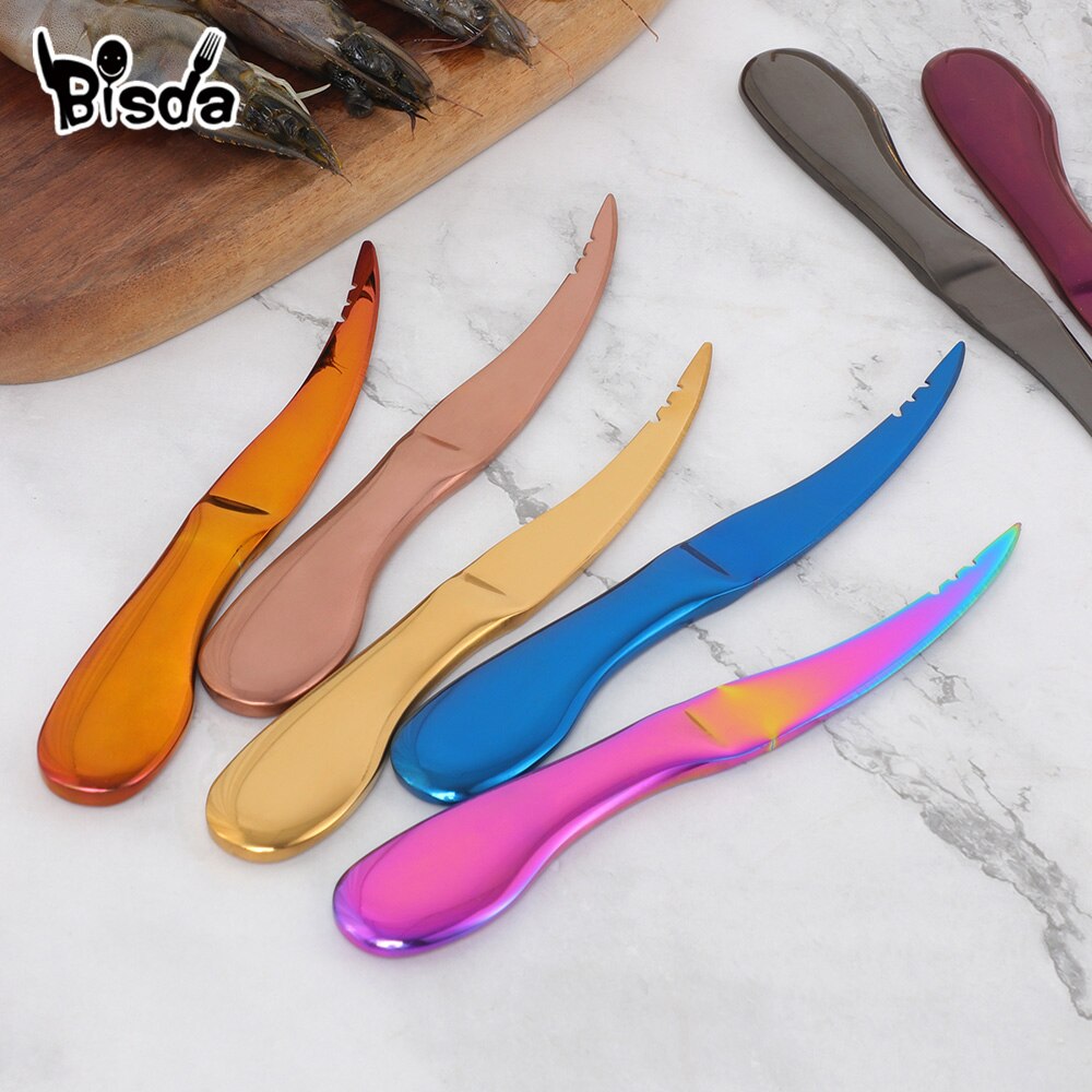 2Pcs Stainless Steel Shrimp Knife Shrimp Shell Remover Peel Fish Intestines Cutting Knife Open Shrimp Practical Seafood Tool