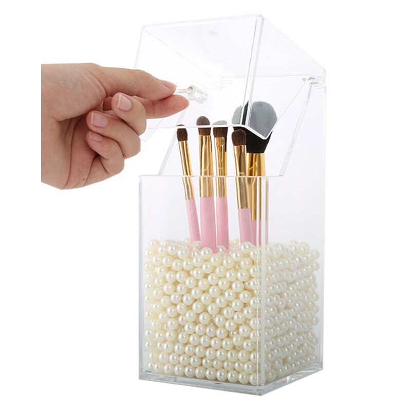 Large Makeup Brush Organizer Storage Box With Lid Acrylic Brush Holder Case Clear Makeup Organizer Buy Box Send Pearls For Free