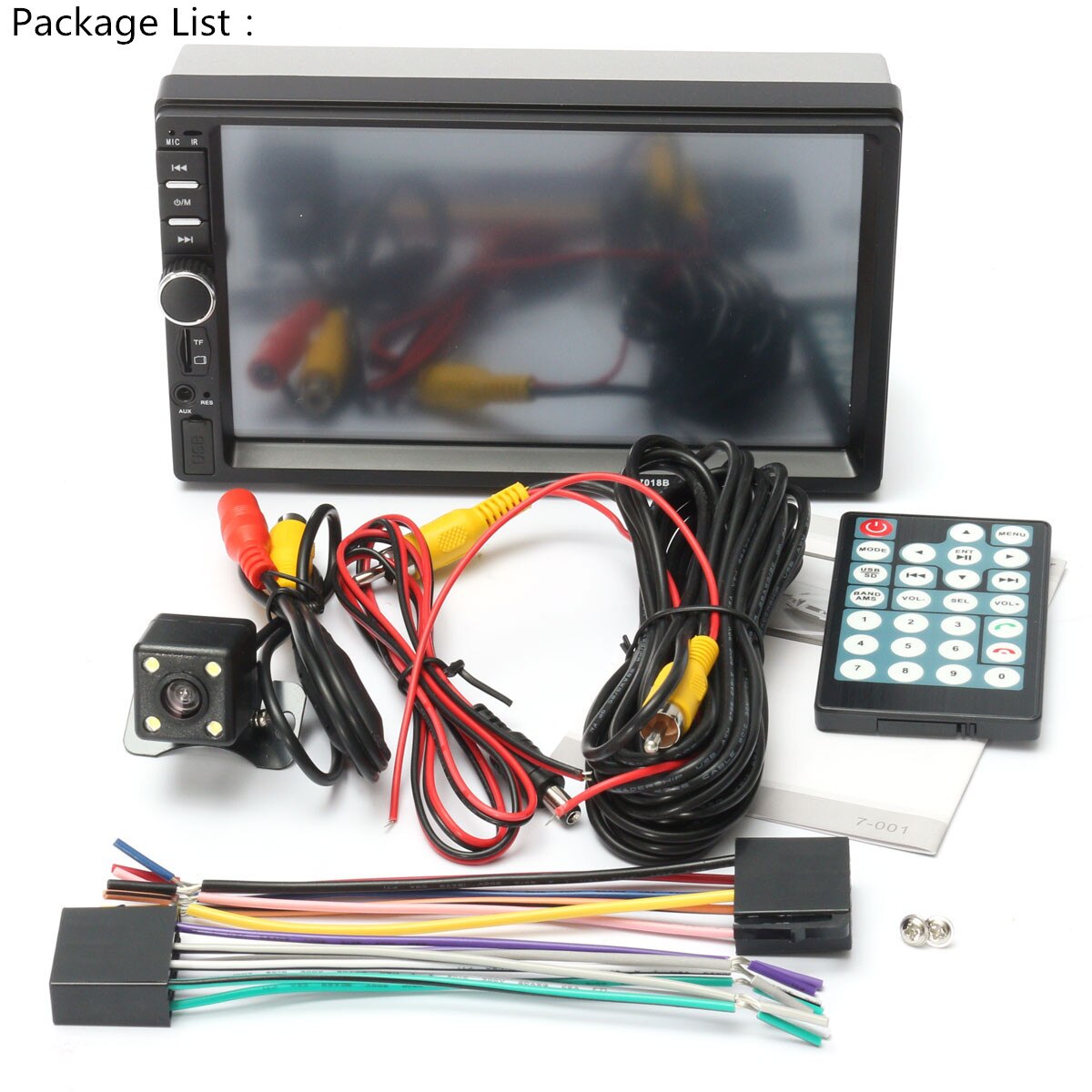 7" HD bluetooth Touchs Screen 2 Din Car Stereo Radio FM AUX USB SD MP5 Player With Rear View Camera Remote Controller