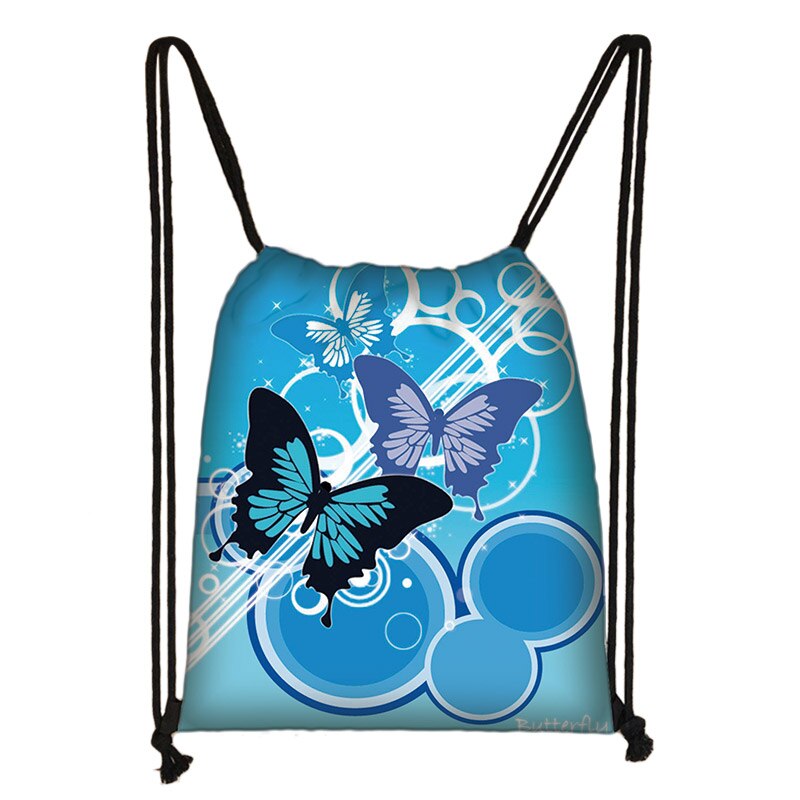 Bella farfalla stampa adolescente ragazze borsa con coulisse zaino zaino Casual giornaliero borse con coulisse borse di stoccaggio: 016