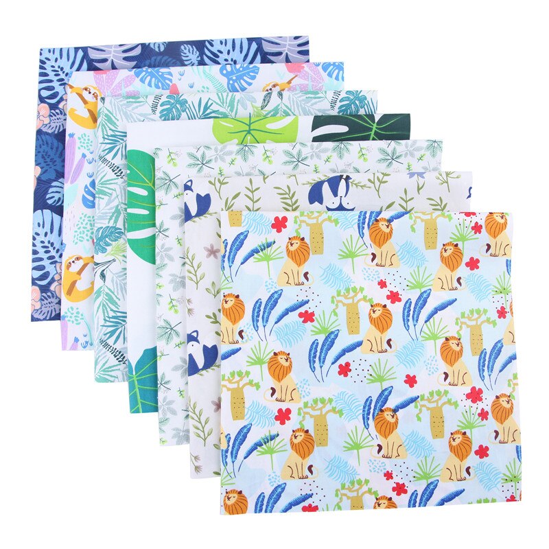 7Pcs 25*25cm Floral Print Cloth Material Sewing Patchwork Cotton Fabric Multi Purpose DIY Handmade Mixed Style Apparel Fabric