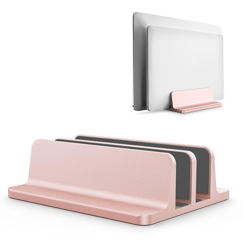 Soporte Vertical HYMIKO para portátil para Macbook Air Pro, soporte doble para escritorio con base ajustable (hasta 17,3 pulgadas): Rose Gold