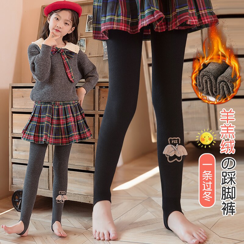 Princess baby Girls winter plus leggings più spessi in velluto 3D angel wings pantaloni da bambino per bambini Bowknot pantaloni con calore Extra spesso