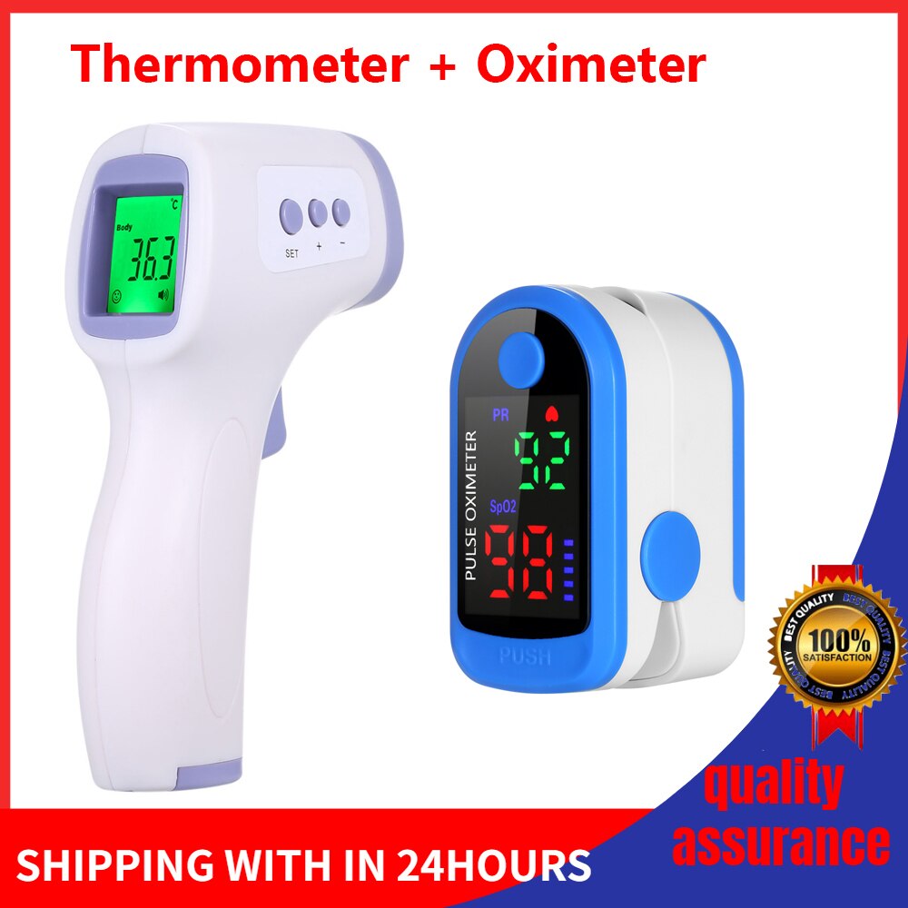 Finger Pulse Oximeter Blood Oxygen Saturation meter Fingertip Pulsoximeter SPO2 Monitor Oximetro dedo Oximeter + IR Thermometer: Type 6
