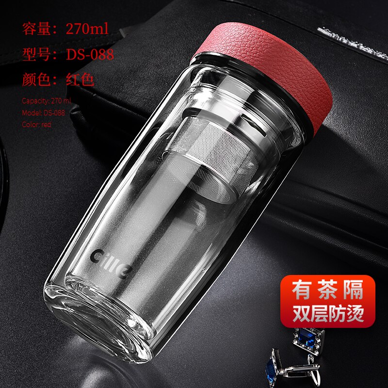 Reusable Tea Infuser Water Bottle Cute Children Gallon Glass Water Bottle Silicone Sleeve Borraccia Termica Drinkware OO50BL: O