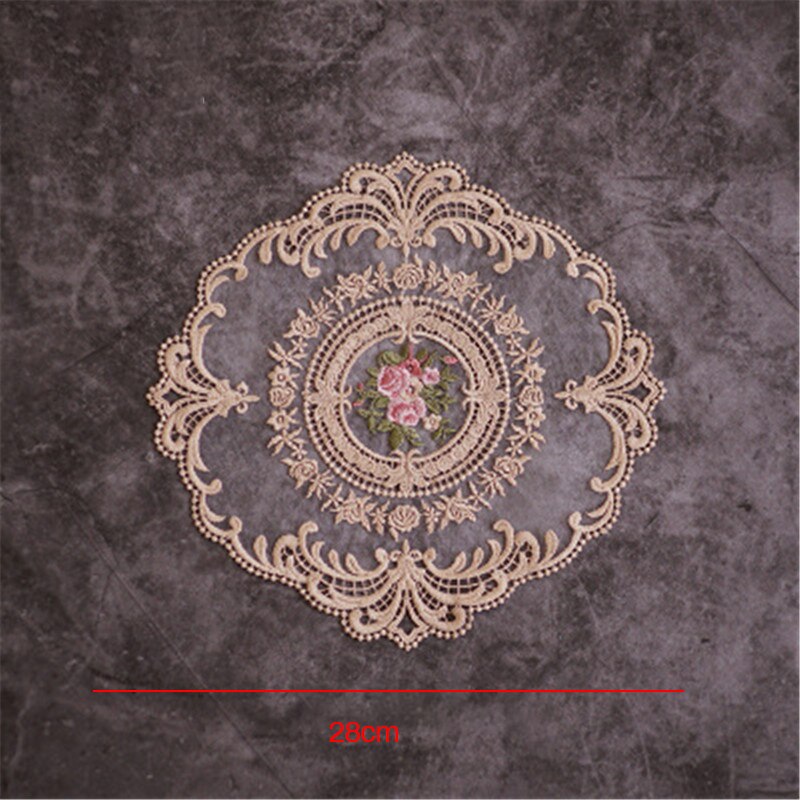 Table broderie artisanat napperon style européen dentelle tissu isolation thermique panneau tapis Anti-brûlure caboteur rétro dentelle tapis de Table: Style 3 Camel
