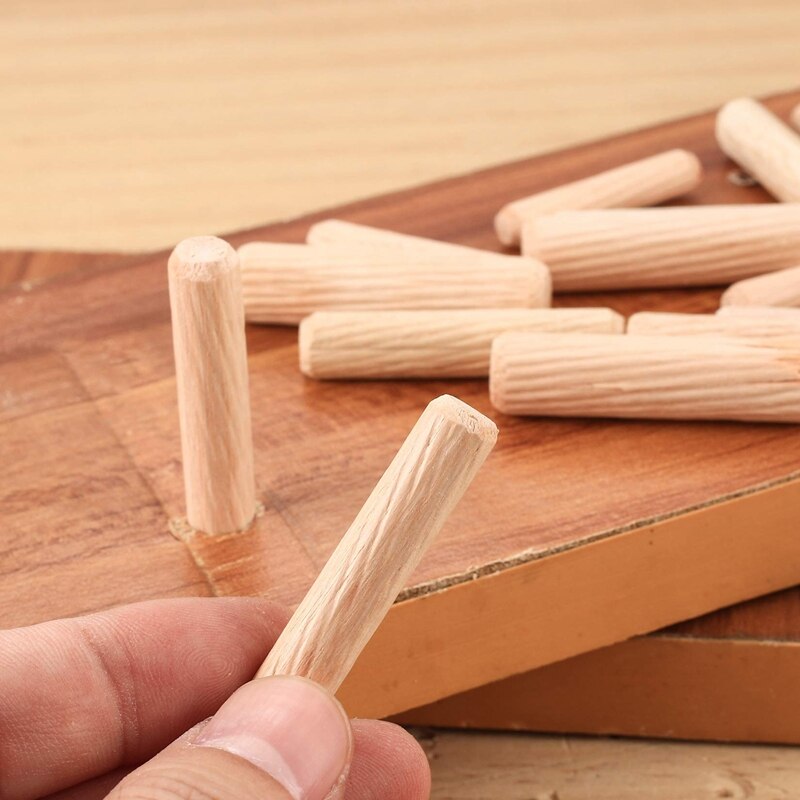 300Pcs 6mm 8mm 10mm L Fluted Wood Dowel Pins Beveled Ends Tapered for Easier Insertion Straight Grooved Pins