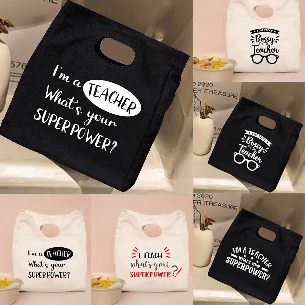 I'm Teacher-bolsas térmicas reutilizables con estampado de I'm Teacher, bolsa de lona de gran capacidad, caja enfriadora para profesores de escuela