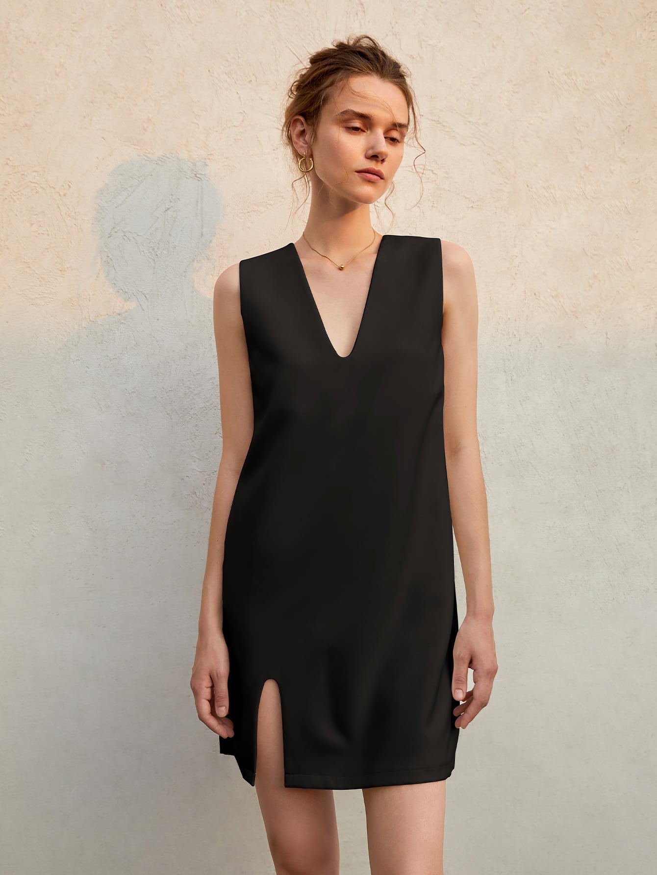 Vestido de verano francés sin mangas para mujer, minivestido de verano holgado y adelgazante de alta costura