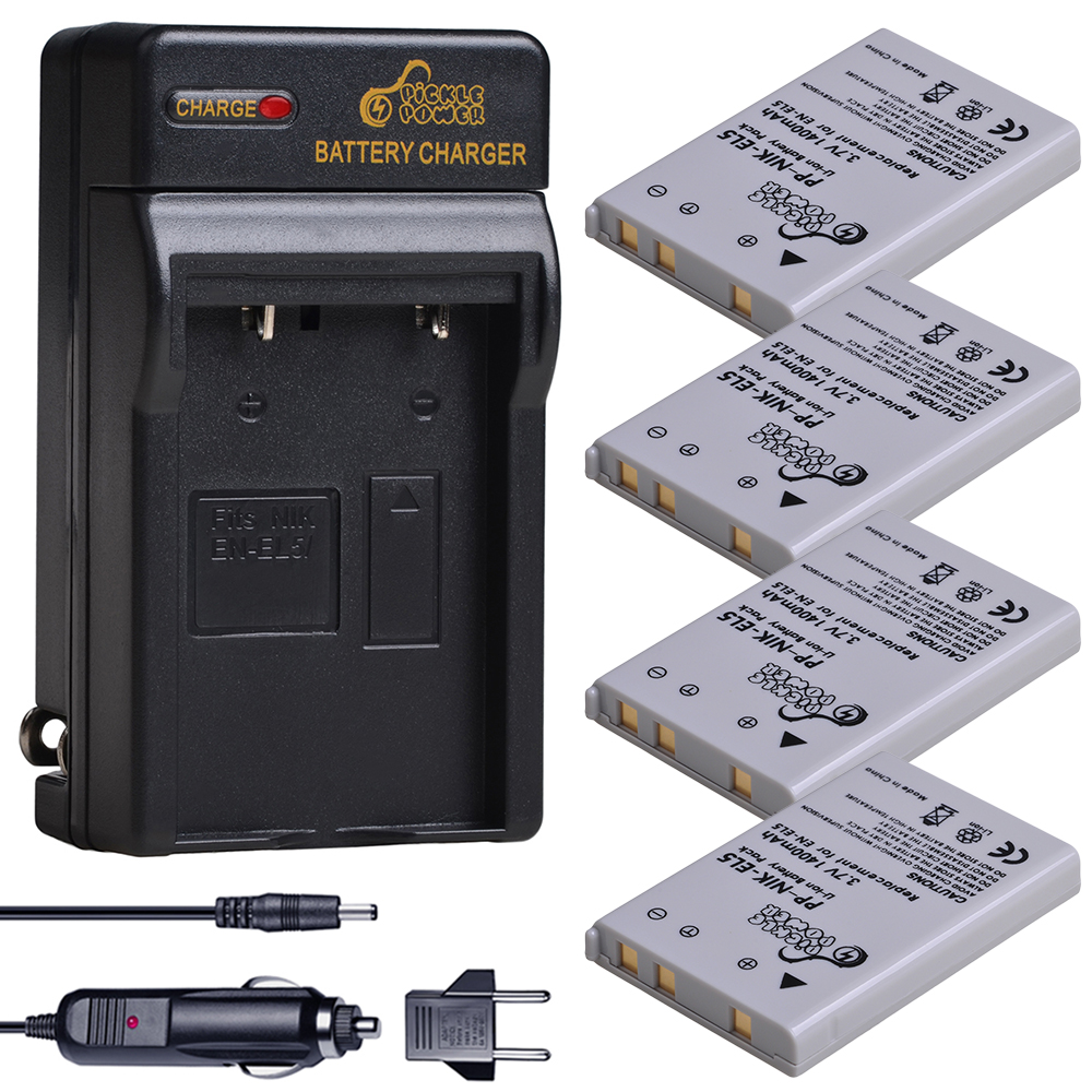 3 Pcs EN-EL5 EN EL5 ENEL5 Battery and Wall Charger for Nikon Camera Coolpix P80 P90 P100 P500 P510 P520 camera accessories: 4 battery 1 charger