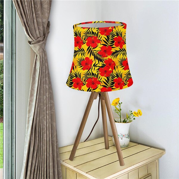 Lampenschirm für Tisch Lampe Hawaii Stil tropisch Hibiskus Blume Druck Textil Stoffe Moderne Zauberstab Lampe Schatten Lampe Abdeckung Waschbar: HMGB026HS-L