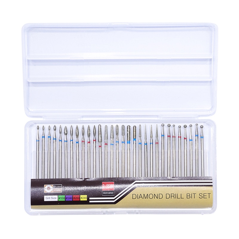 30 Uds de Rotary Mix Set taladro broca para uñas 30 diferentes tamaño cutícula de fresado para archivos de uñas manicura herramientas TR051