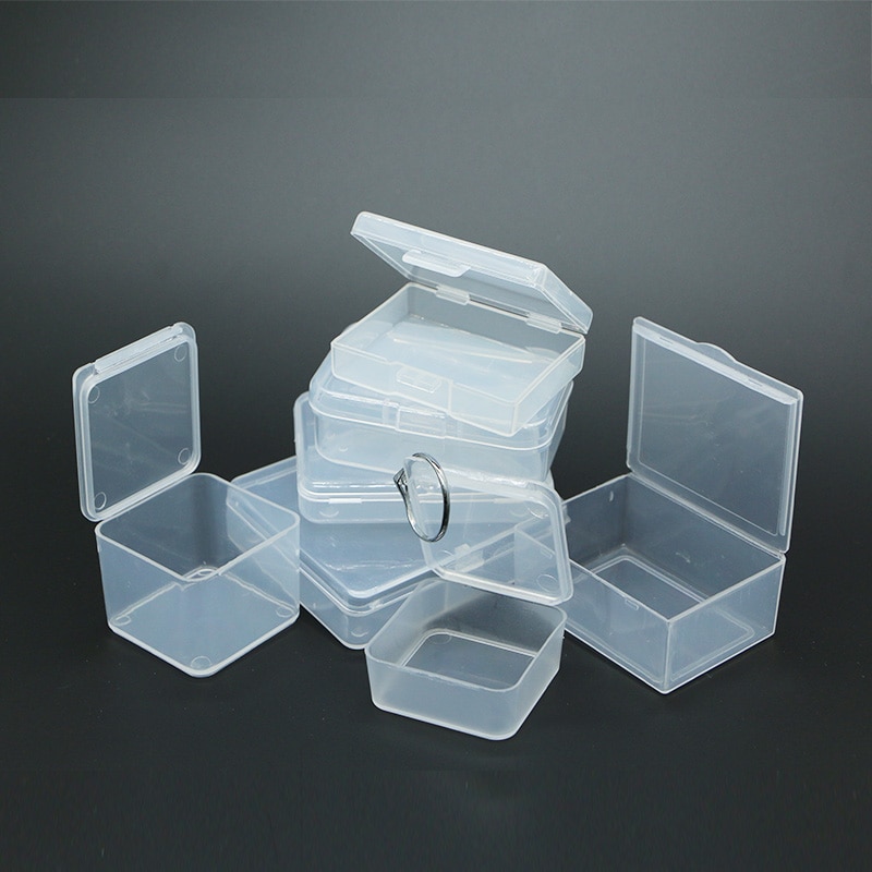 Clear Lidded Small Plastic Box For Storage Small Parts Tools Jewelry Display Screw Sewing Case Beads Tablet Container Packaging