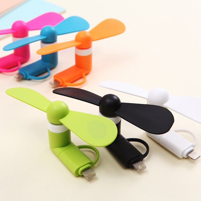 Mini portátil 2 em 1 ventilador do telefone móvel micro adaptador usb tipo de smartphone para iphone android micro handheld ventilador de refrigeração celular