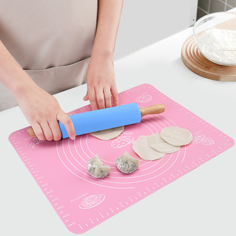 Non-Stick Wooden Handle Pin Pastry Dough Flour Roller Silicone Rolling Pin Kitchen Baking Cooking Tools Christmas Rolling Pin