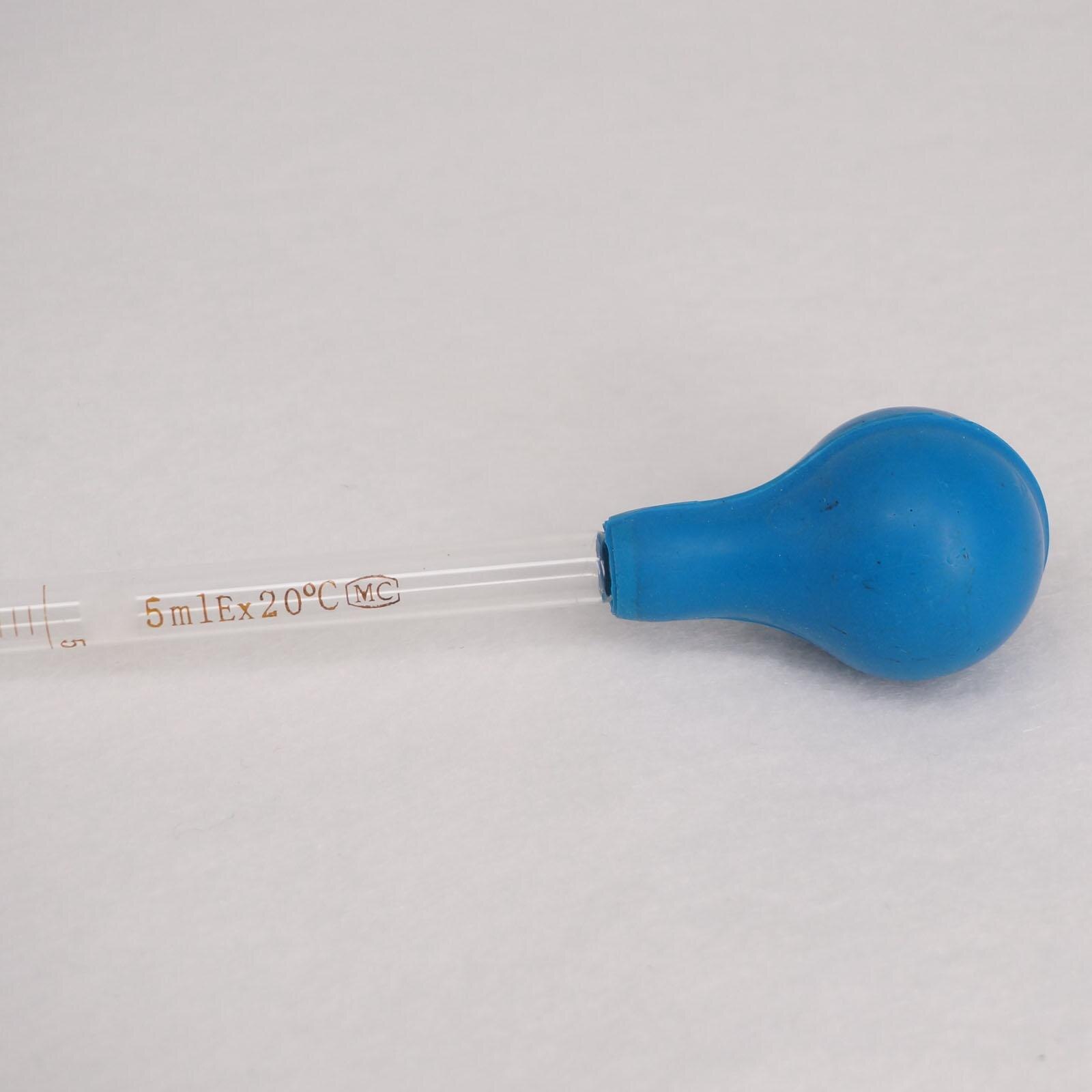 5ml Glass Graduated Pipette with Rubber Bulb Lab Chemistry Dropper Dispensing