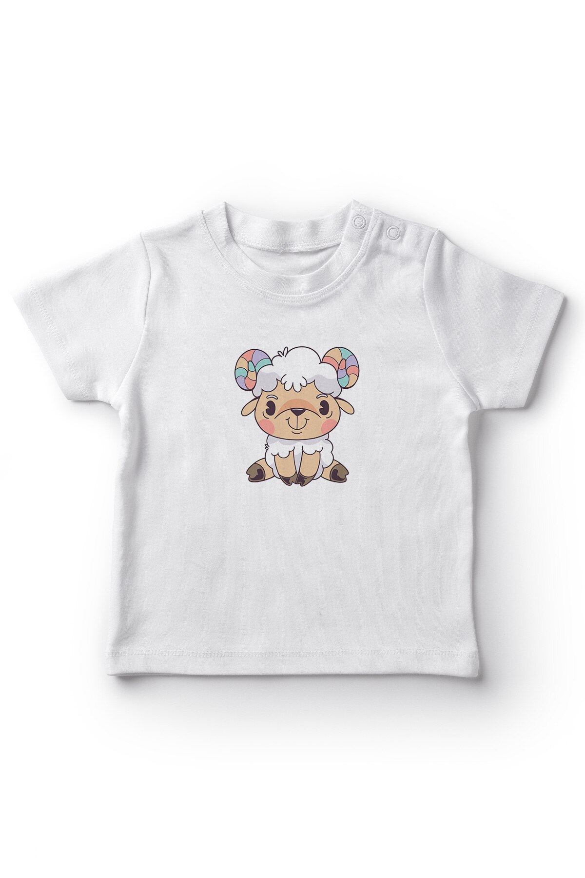 Angemiel Baby Bunte Einhorn Lamm Baby Mädchen T-Shirt Weiß