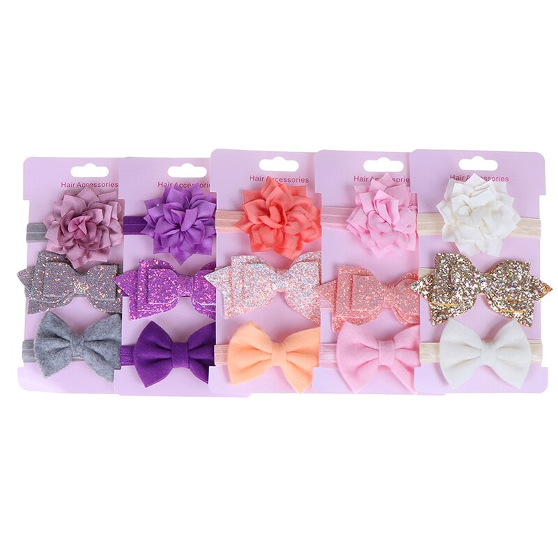 3Pcs/Lot Baby Headband Flower Bows Girl Newborn Hairband Hair Accessories