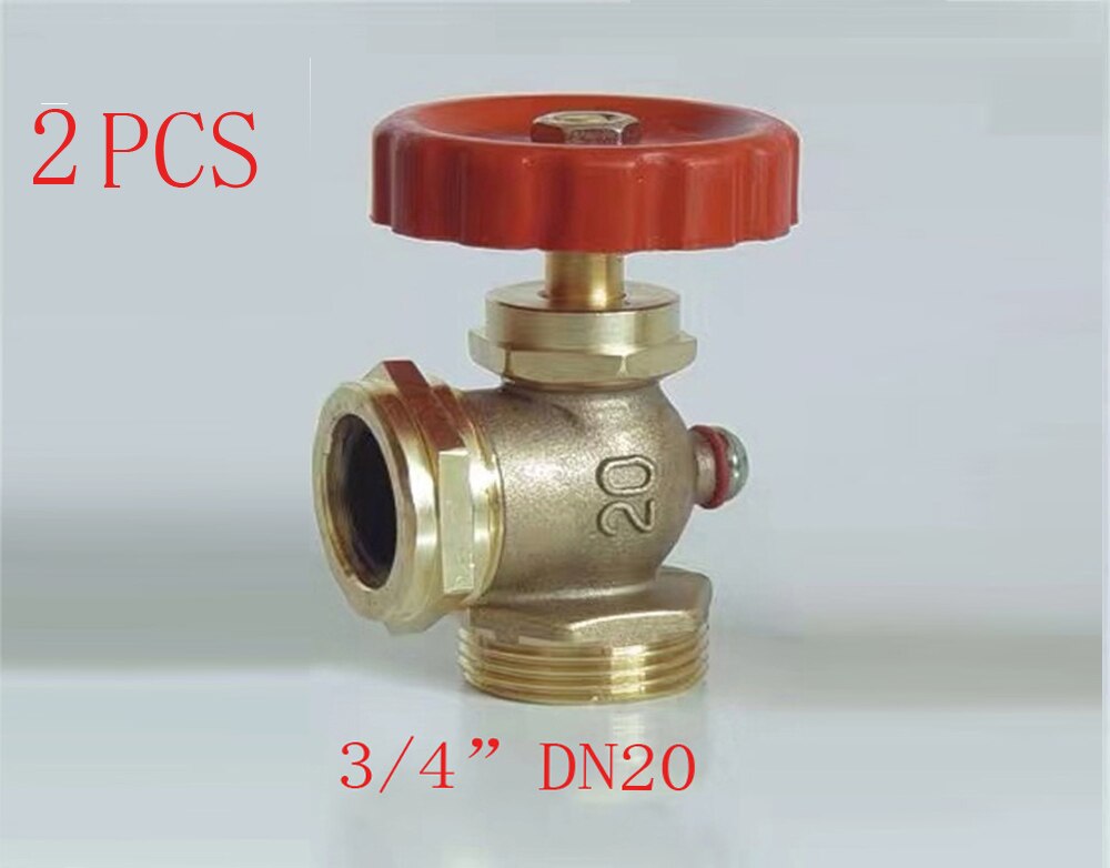 copper 90 degree elbow stop valve, 1/2" male to 3/4" inch male garden connector adapter water shutoff valve faucet: 2PCS-DN20
