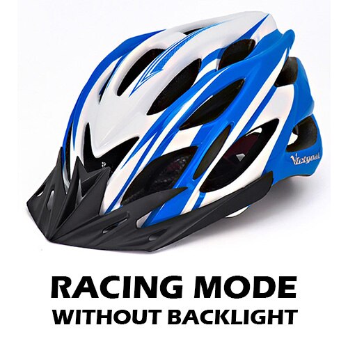 VICTGOAL Fahrrad Helm Licht Radfahren Helm Sonnenblende LED-hintergrundbeleuchtung Sicherheit MTB Berg Straße Fahrrad Helme Angeformten: Blau Weiß Nein LED